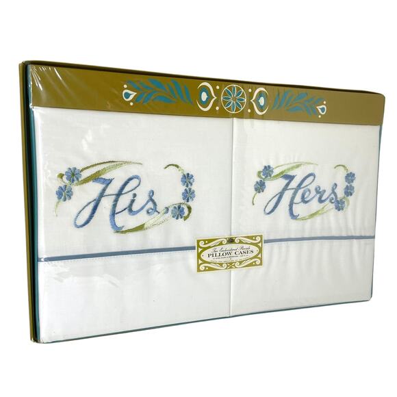 Barth and Dreyfus Vintage Embroidered Percale Pillowcases Original Gift Box - Picture 2 of 11